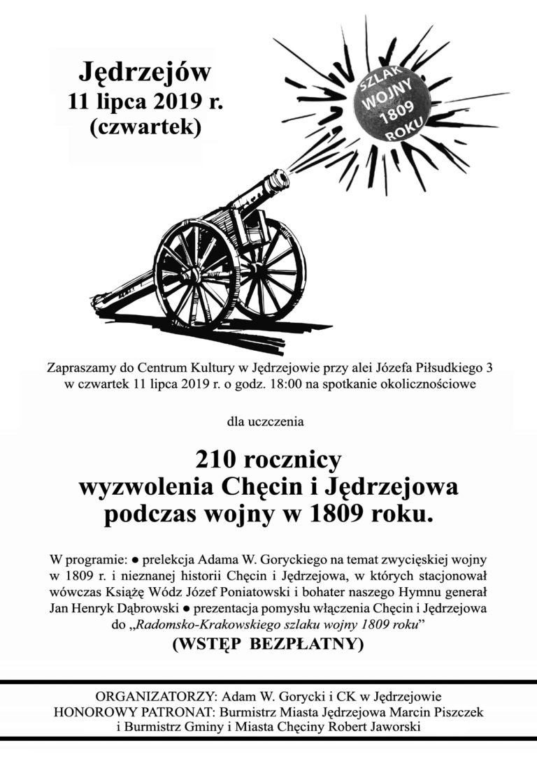 Uroczystość upamiętniająca 210-tą rocznicę wyzwolenia Chęcin i Jędrzejowa podczas wojny  w 1809 roku
