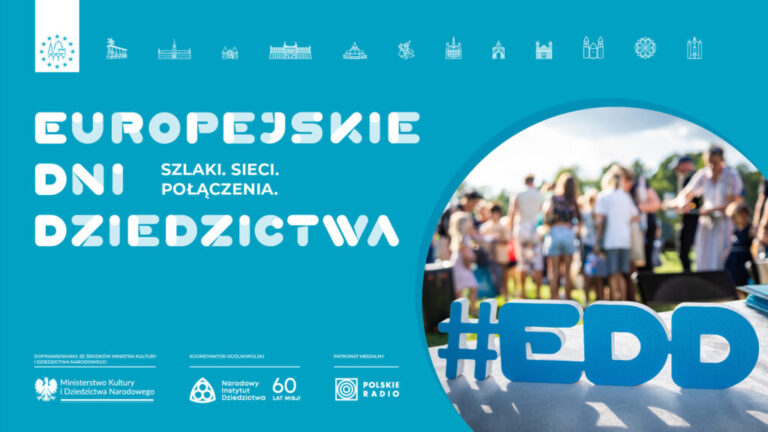 Plakat promujący Europejskie Dni Dziedzictwa 2023 z hasłem Szlaki. Sieci. Połączenia.