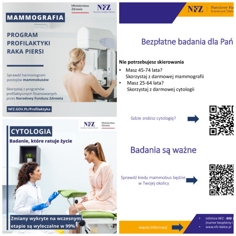 NFZ zachęca panie do bezpłatnej mammografii i cytologii