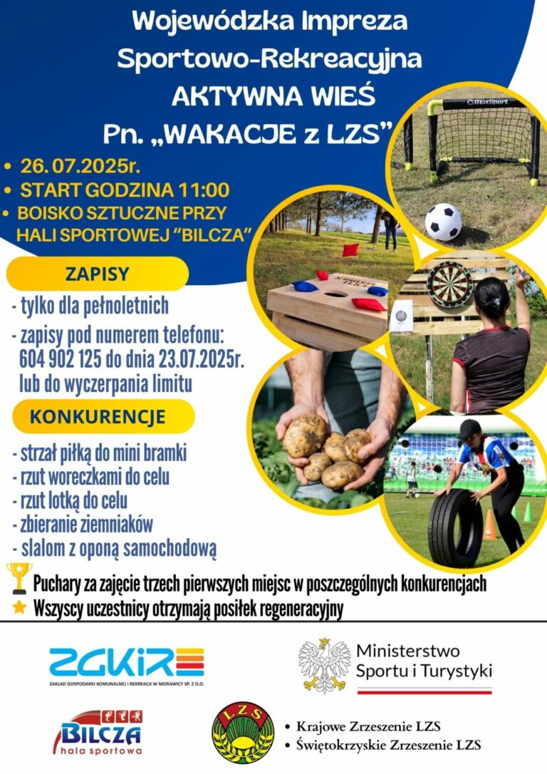 Weź udział w Wojewódzkiej Imprezie Sportowo-Rekreacyjnej AKTYWNA WIEŚ ˝WAKACJE z LZS˝