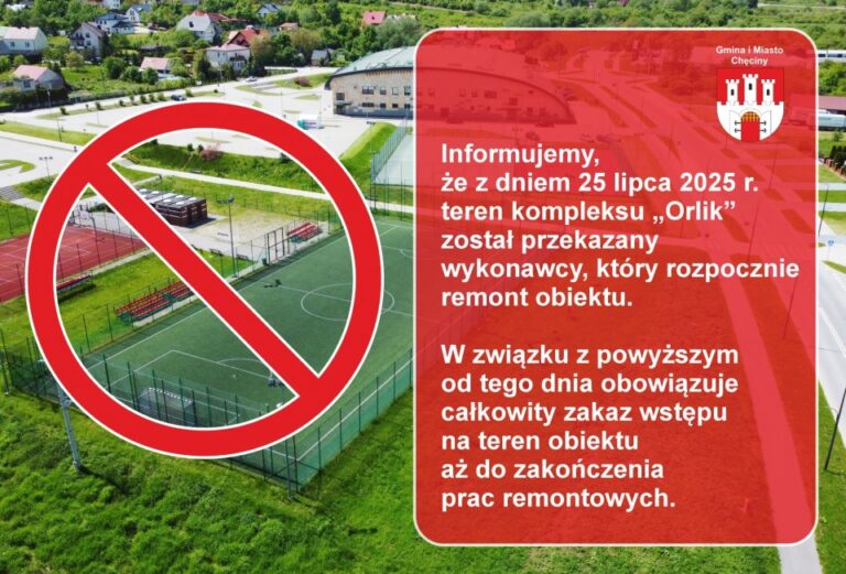 Komunikat dotyczący funkcjonowania obiektu ˝Orlik˝ przy Centrum Kultury i Sportu w Chęcinach