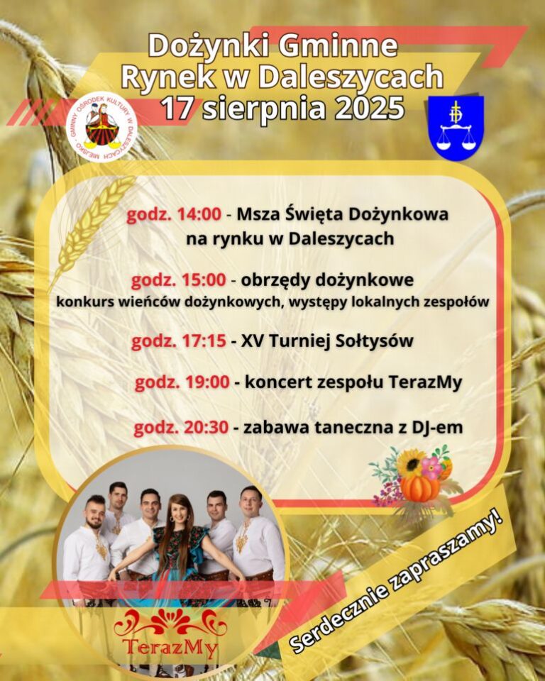 Gminne Dożynki oraz XV Turniej Sołtysów w Daleszycach