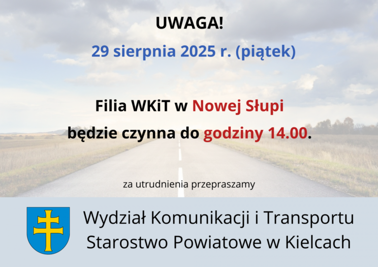 Filia w Nowej Słupi czynna do godz. 14:00