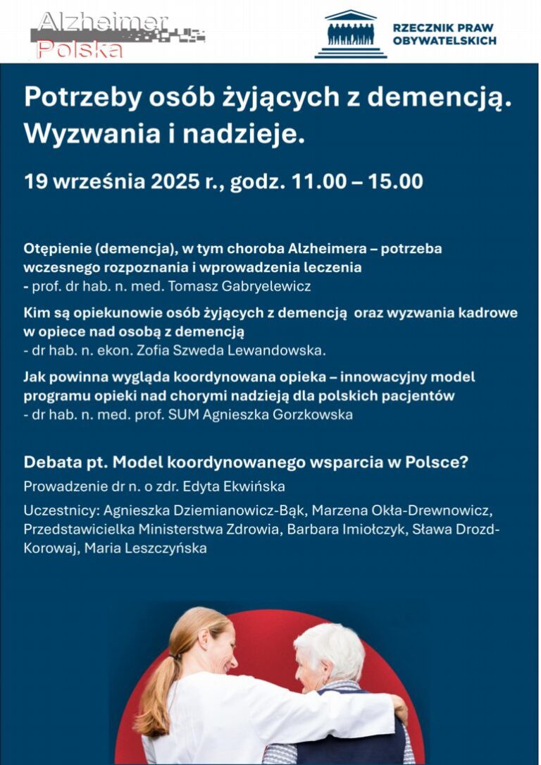 Zaproszenie na konferencję pt. „Potrzeby osób żyjących z demencją. Wyzwania i nadzieję”