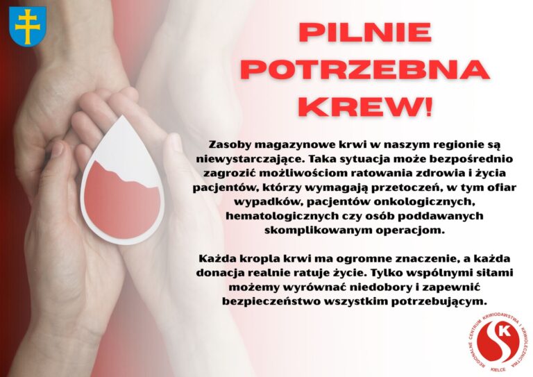 Pilny apel o pomoc – niedobory krwi w regionie