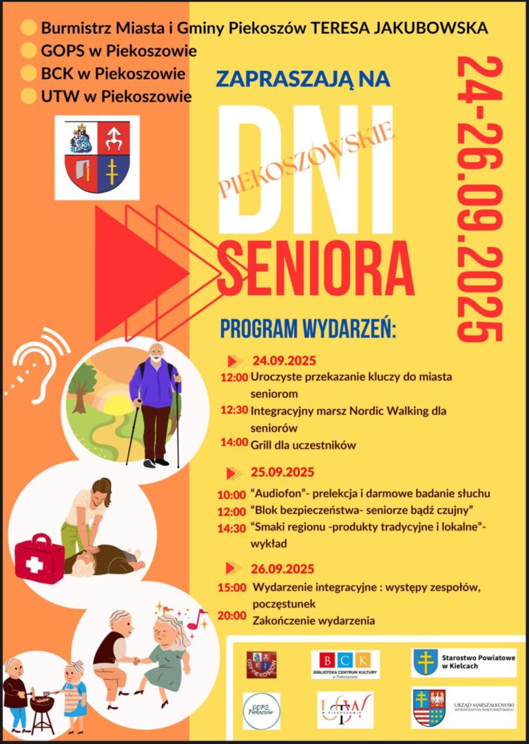 Plakat promujący Dni Seniora w Piekoszowie