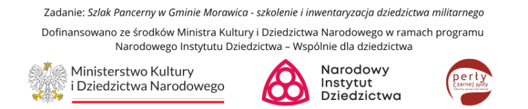 Logo i informacje o wsparciu Ministerstwa Kultury i Dziedzictwa Narodowego oraz Narodowego Instytutu Dziedzictwa dla Szlaku Pancernego w Gminie Morawica