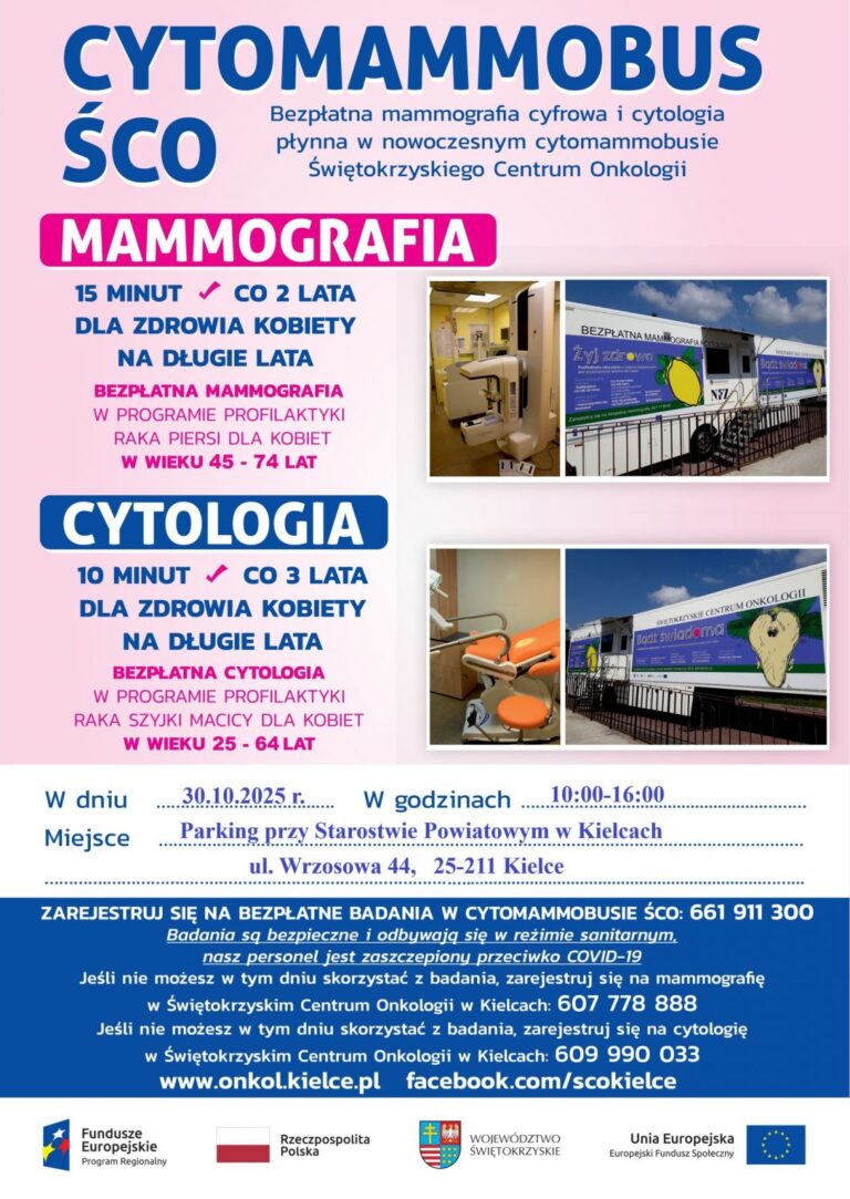 Zapraszamy panie na bezpłatną mammografię i cytologię