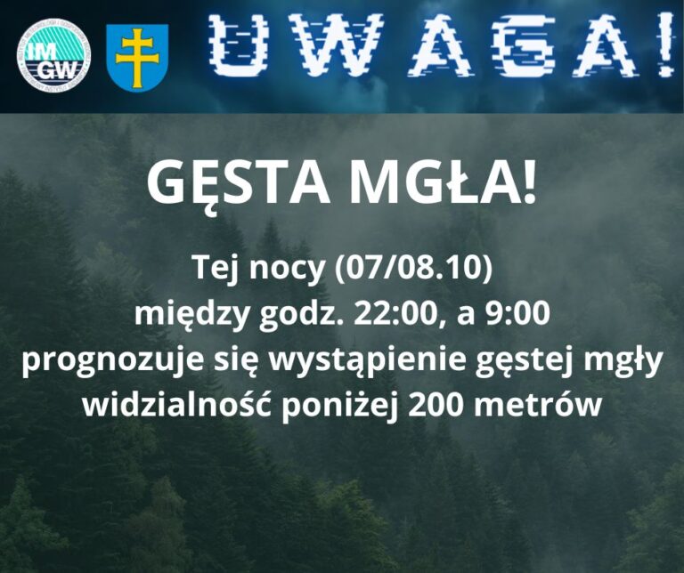 Uwaga! W nocy gęsta mgła