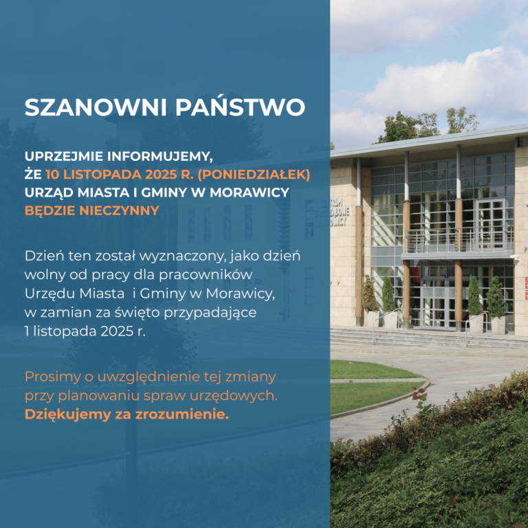 10 listopada Urząd Miasta i Gminy w Morawicy będzie nieczynny