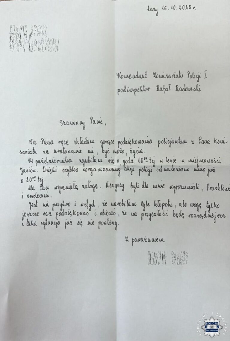 Podziękowania za działania poszukiwawcze kieleckich policjantów