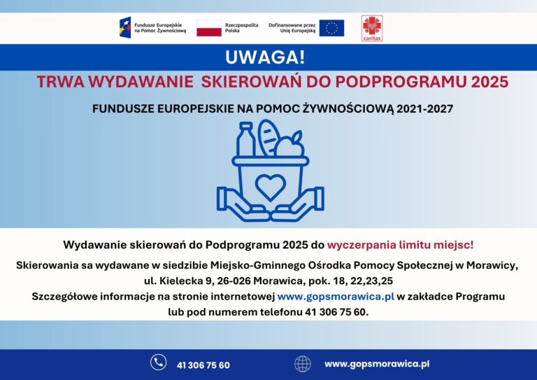 Rusza kolejna edycja Programu Fundusze Europejskie Pomoc żywnościowa 2021-2027 – Podprogram 2025