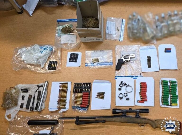 Zabezpieczyli zakazane substancje, broń  oraz amunicje