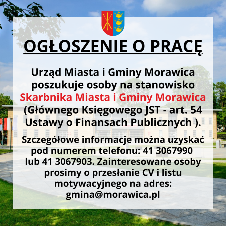 Ogłoszenie o pracę – Skarbnik Miasta i Gminy Morawica