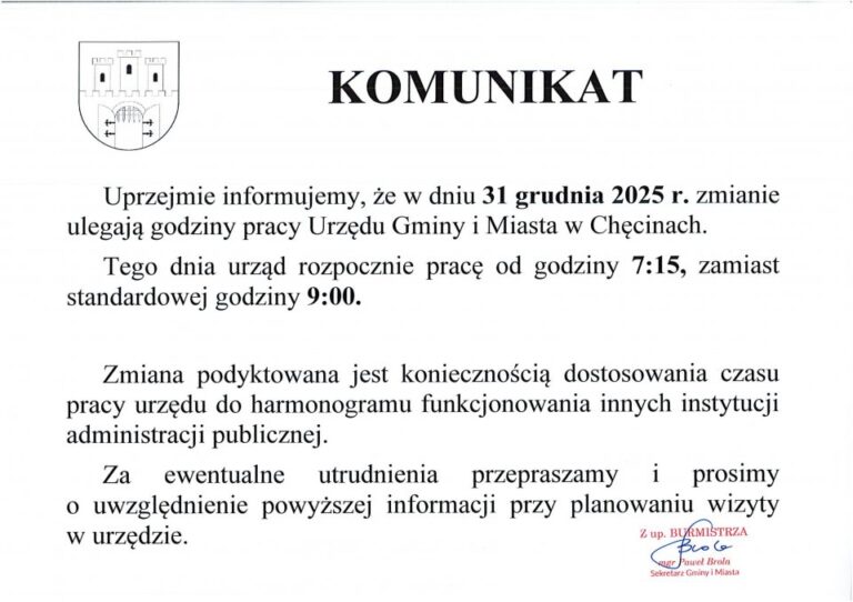 31.12.2025 Zmiana godzin pracy UGiM