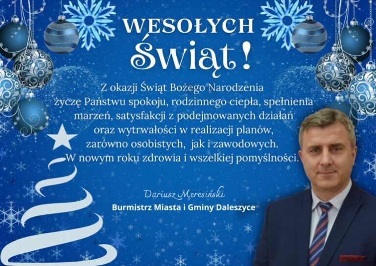 Burmistrz Dariusz Meresiński składa życzenia świąteczne