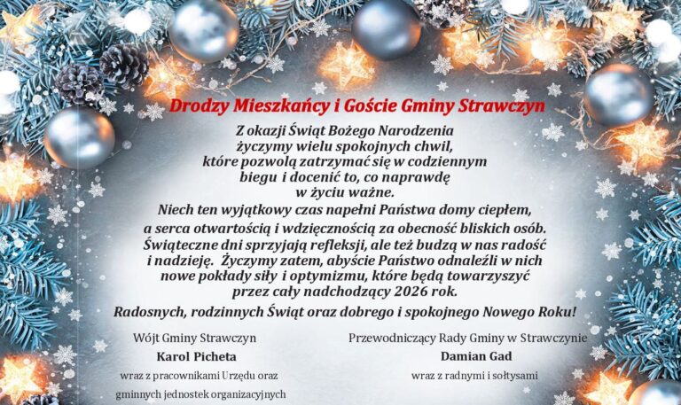 Wójt Gminy Strawczyn Karol Picheta z najlepszymi życzeniami z okazji Świąt Bożego Narodzenia
