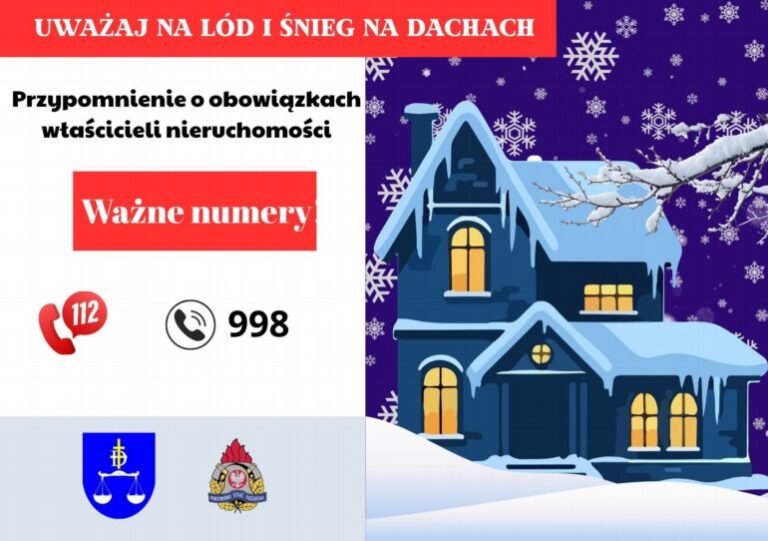 Uwaga na śnieg i lód na dachach – przypomnienie o obowiązkach właścicieli nieruchomości