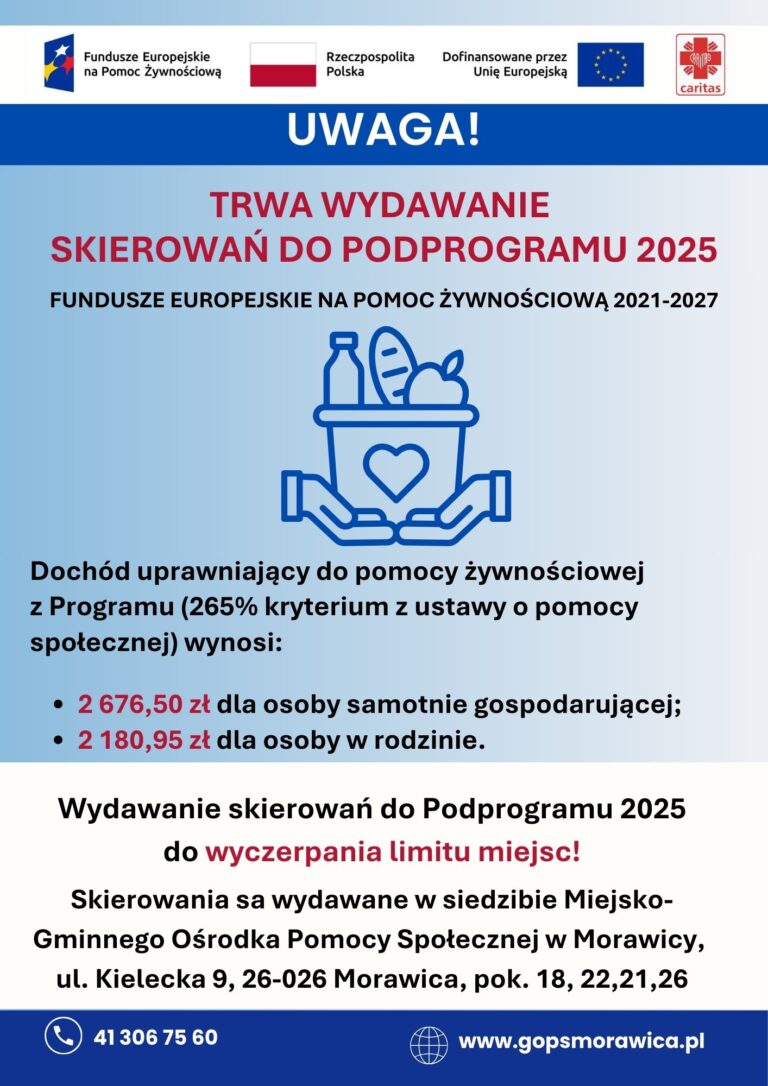 Ruszyła kolejna edycja Programu Fundusze Europejskie Pomoc żywnościowa 2021-2027 – Podprogram 2025