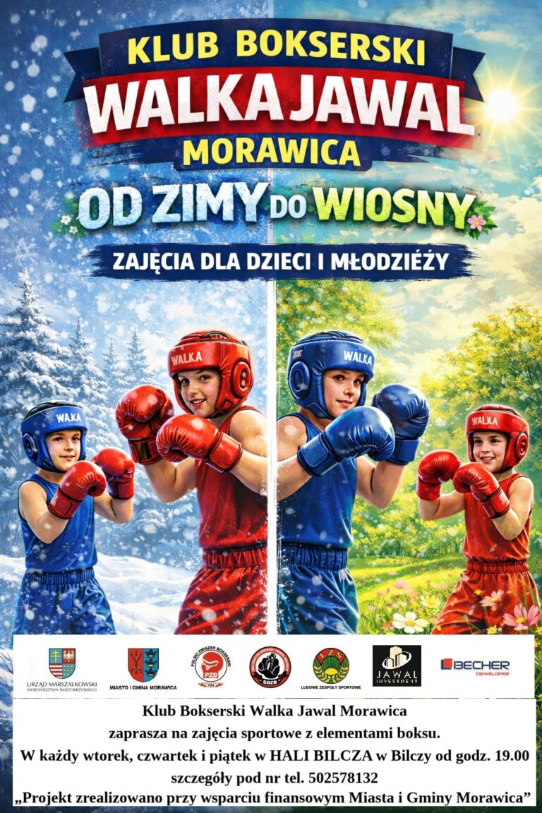 Plakat promujący zajęcia bokserskie w Klubie Jawal Morawica