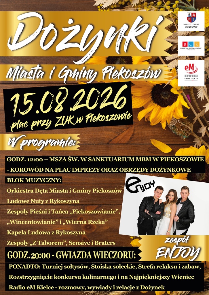 Piekoszów szykuje wielkie Święto Plonów. Dożynki już 15 sierpnia, a wieczorem koncert zespołu Enjoy [WIDEO]