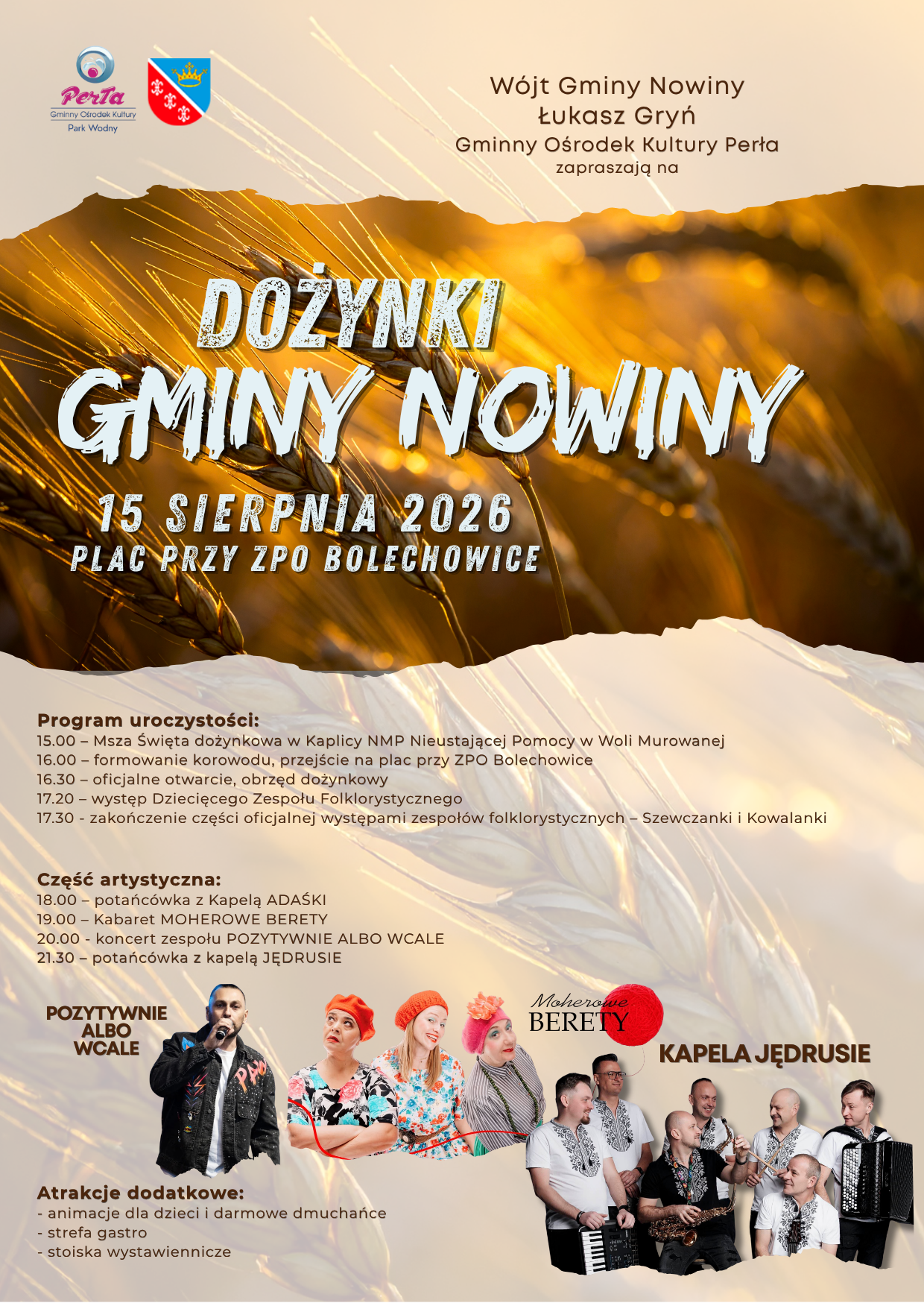 Gmina Nowiny zaprasza na Święto Plonów. W Bolechowicach szykuje się dożynkowa sobota pełna atrakcji