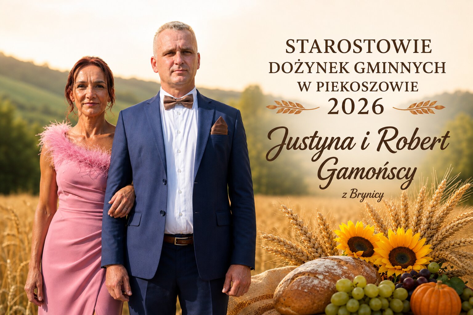 Justyna i Robert Gamońscy starostami dożynek w Piekoszowie. Od 25 lat prowadzą 20-hektarowe gospodarstwo [WIDEO]